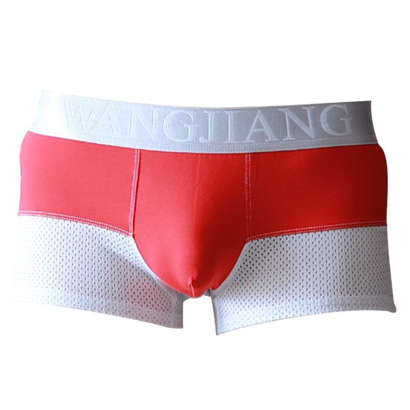 Men's Ice Silk Color Matching Mesh Elastic Breathable Underwear