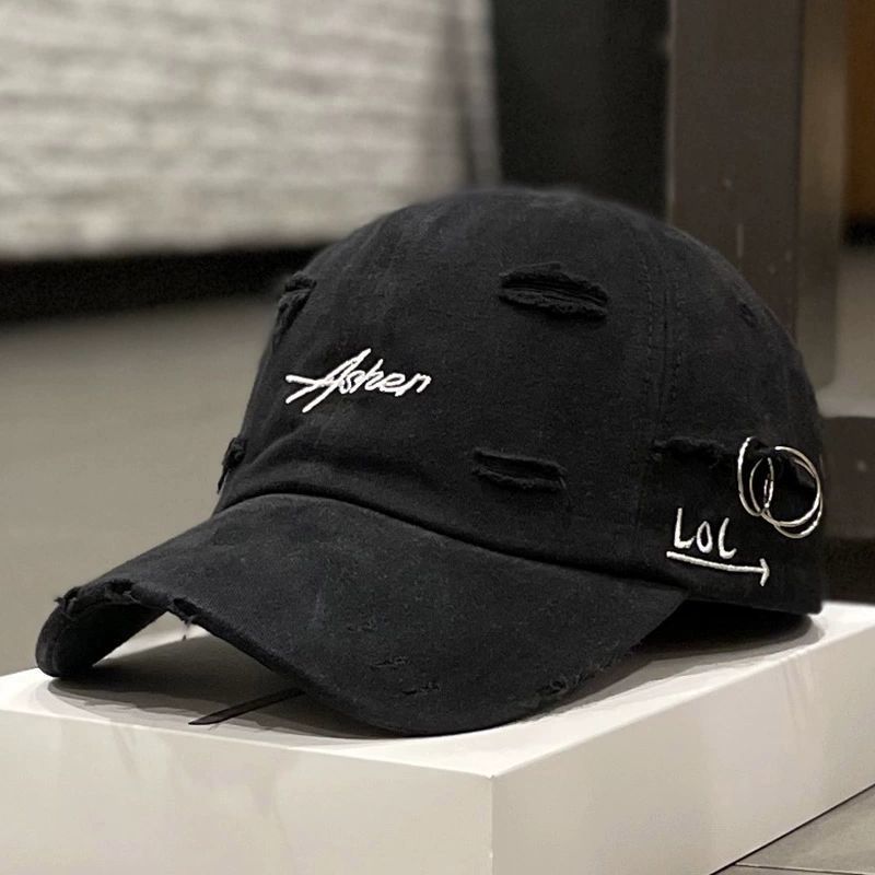 Casquette à visière douce en jean déchiré rétro coréen pour femmes