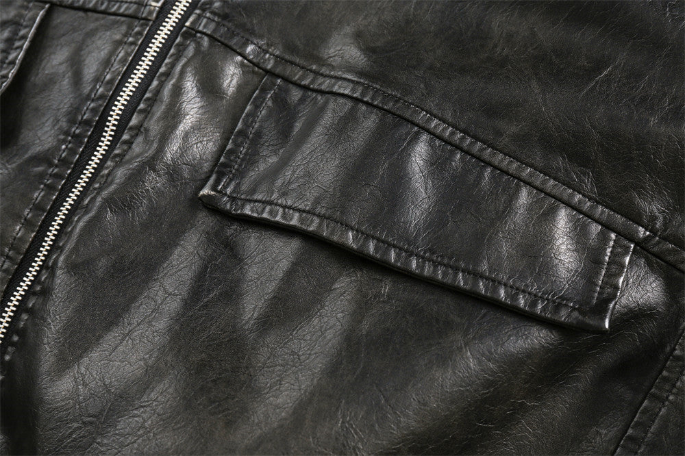 American Punk Motorcycle Leather Coat For Men