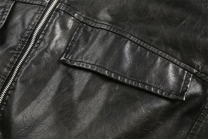 American Punk Motorcycle Leather Coat For Men