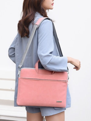 Sac pour ordinateur portable en cuir PU pour femmes, mallette de transport pour ordinateur portable, pour MacBook Air 13.3, 14, 15.6 pouces, sac à main pour hommes, sac à bandoulière pour souris.