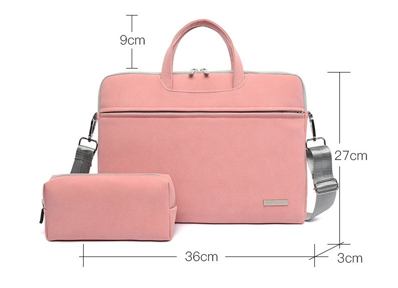Sac pour ordinateur portable en cuir PU pour femmes, mallette de transport pour ordinateur portable, pour MacBook Air 13.3, 14, 15.6 pouces, sac à main pour hommes, sac à bandoulière pour souris.