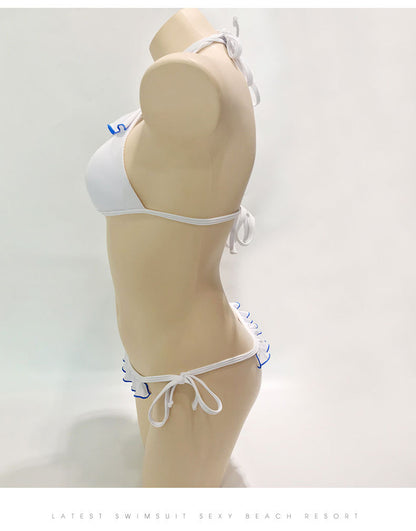 Bikini Ruffle Solid Color Split Swimsuit Ladies