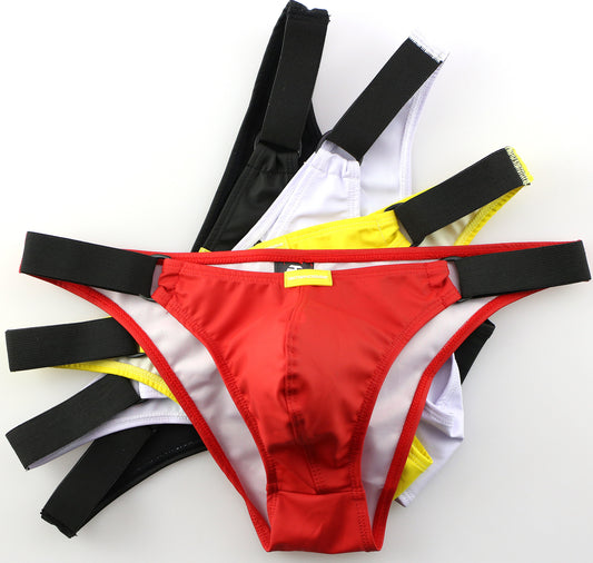 Men's Underwear Leather Triangle Low Waist Double Buckle
