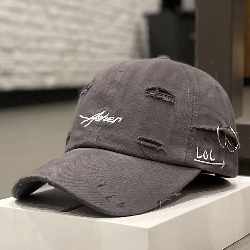 Casquette à visière douce en jean déchiré rétro coréen pour femmes