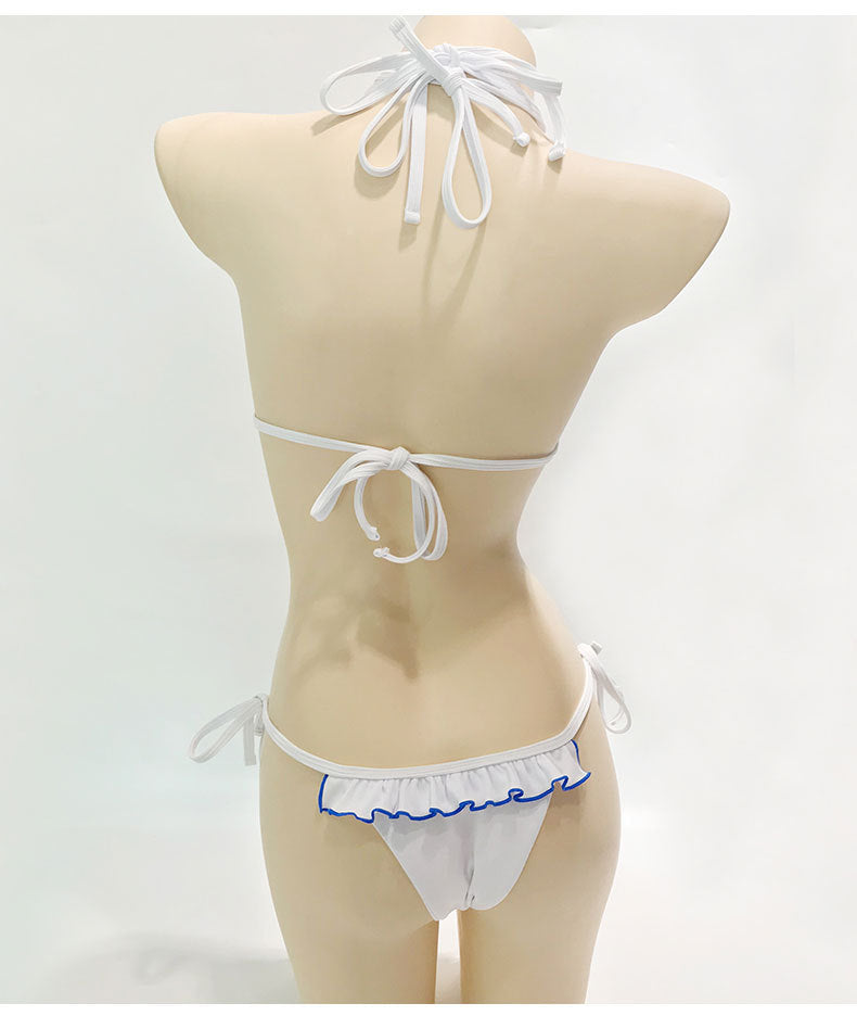 Bikini Ruffle Solid Color Split Swimsuit Ladies