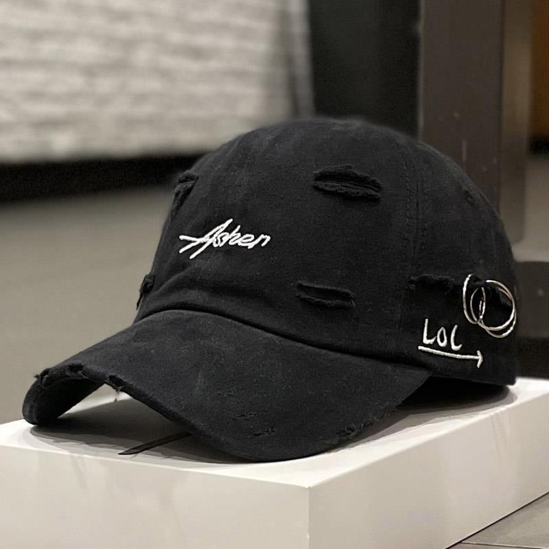 Casquette à visière douce en jean déchiré rétro coréen pour femmes