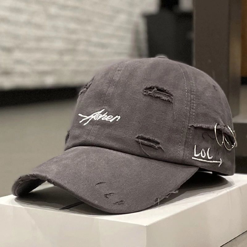 Casquette à visière douce en jean déchiré rétro coréen pour femmes