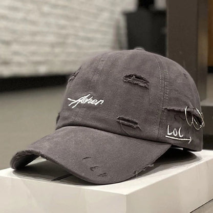Casquette à visière douce en jean déchiré rétro coréen pour femmes