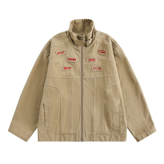 American Retro Workwear Canvas Motorcycle Jacket
