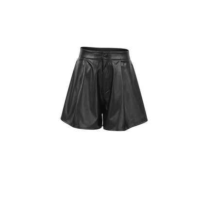 Simple Fashion Leather Shorts Niche High Waist